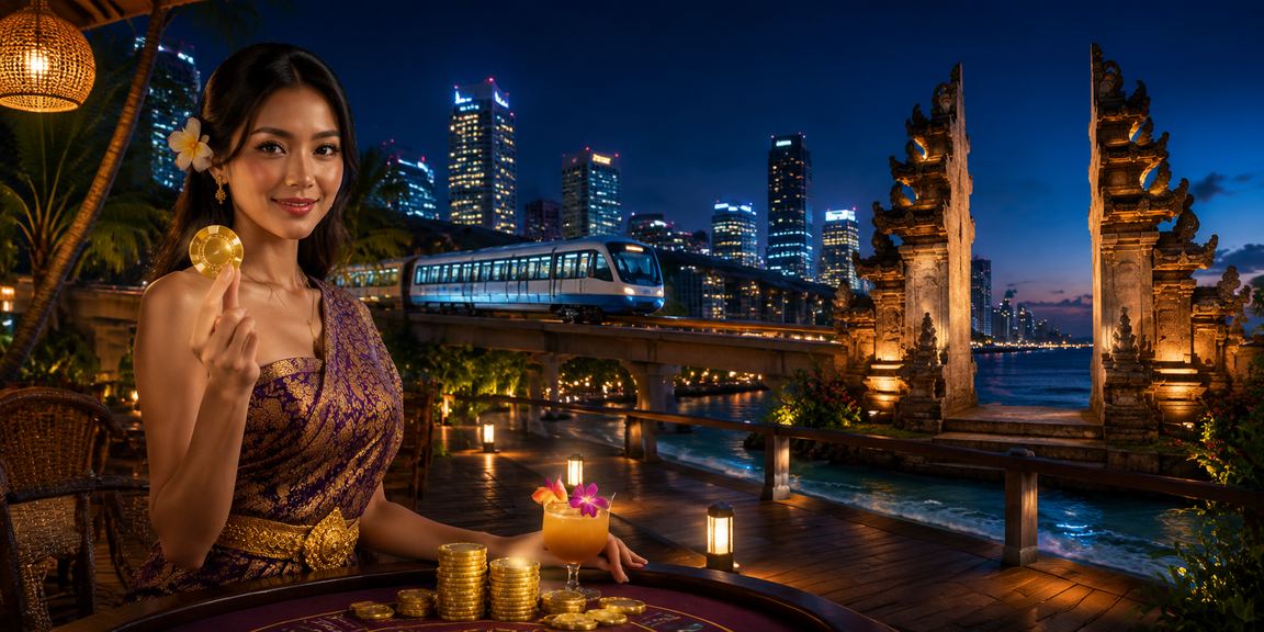 Model Vietnam di suasana meja kasino mewah sebagai ilustrasi pengalaman bermain koinbet